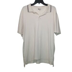 Boca Classics Mens Pima Cotton Polo Shirt Cream Short Sleeve Tipped Collar Large